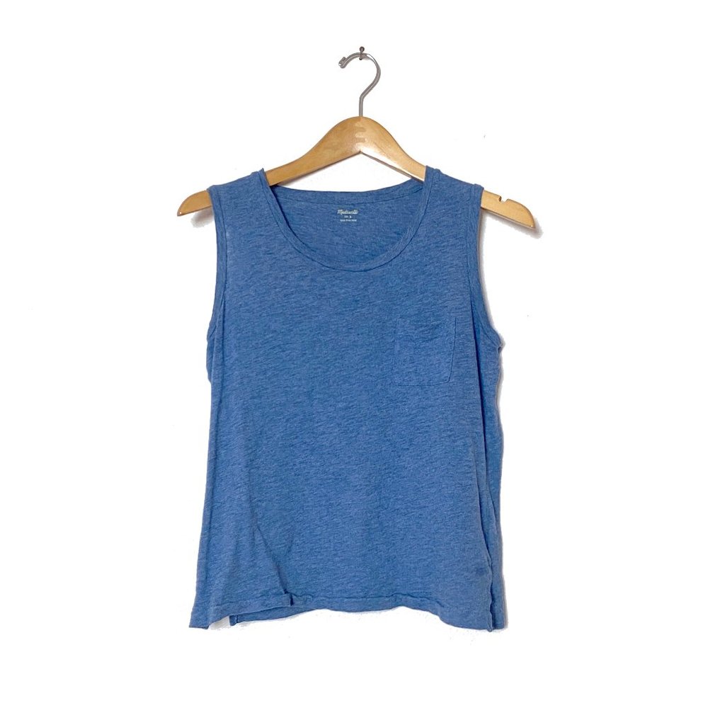 Madewell Pocket Slub Tank Top in Heather Blue